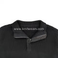 Men's Knitted Quarter Zip Mock Neck Textured Pullover